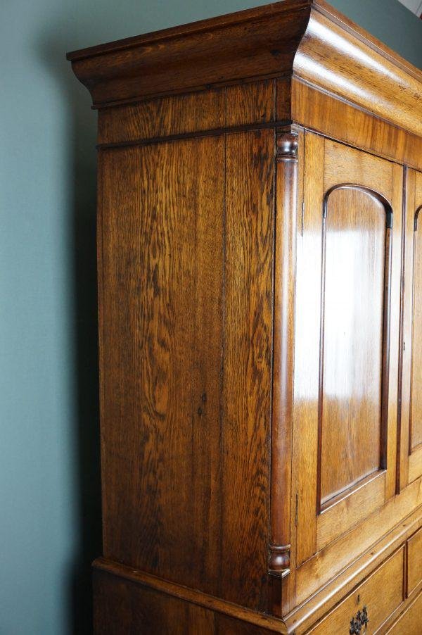 Antique Oak Linen Press Cupboard for sale at Pamono