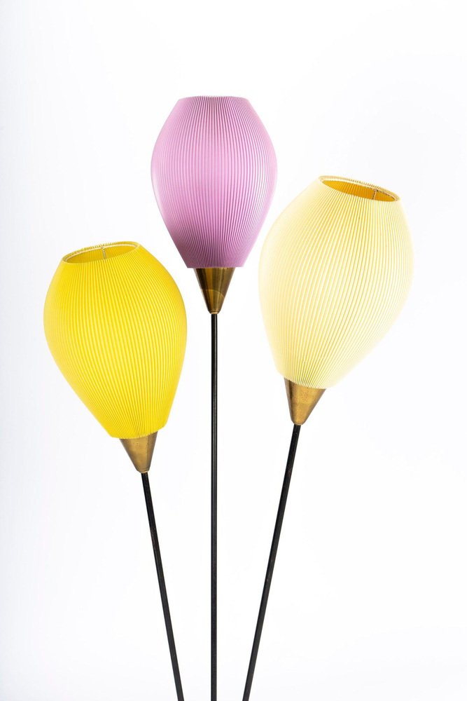 Stehlampe mit Schirmen in verschiedenen Farben bei Pamono kaufen