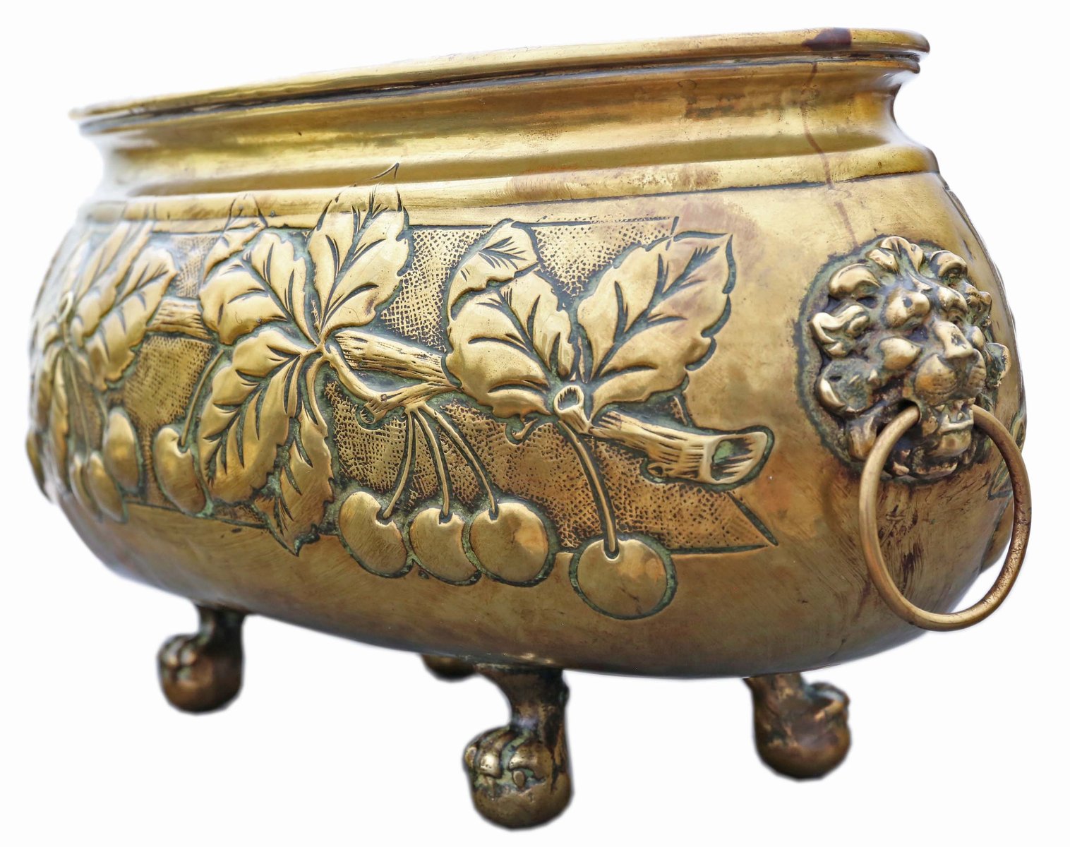 Large Antique Dutch Jardinière in Brass, 1790 for sale at Pamono