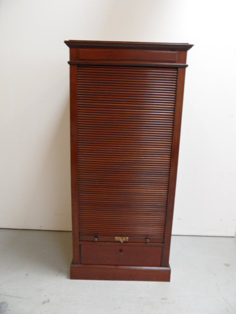 Antique Filing in Mahogany with Roller Shutter for sale at Pamono