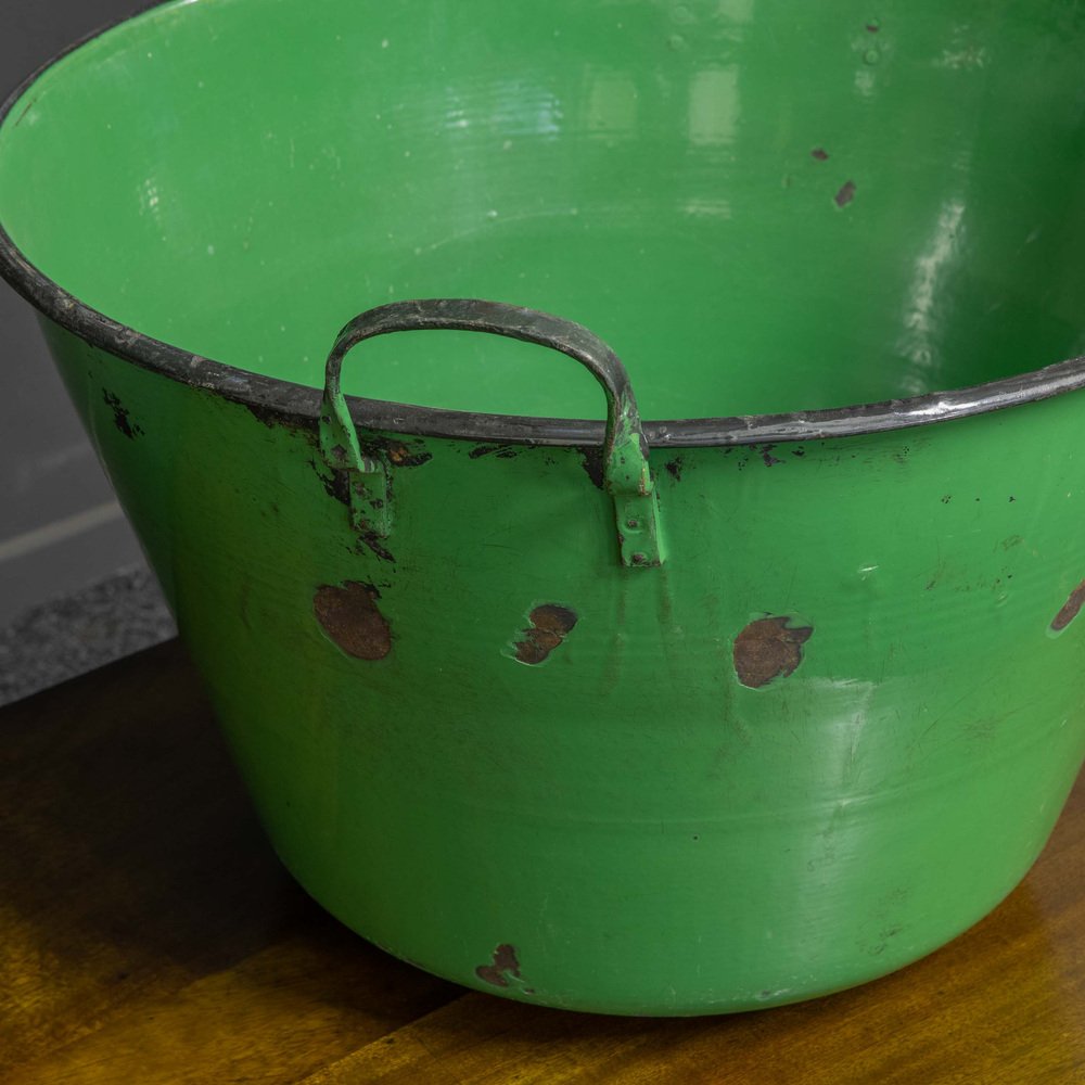 Antique Green Enamelled Bin for sale at Pamono