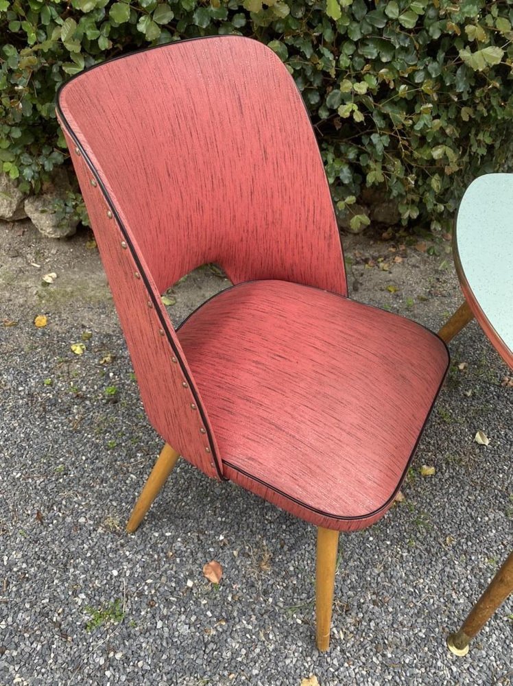 3 Series Cocktail Chairs and Kidney Table Set, 1950s, Set of 3 for sale