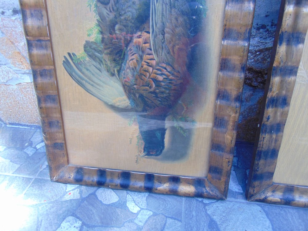 Art Deco Hunting Paintings, Paint, Framed, Set of 2 for sale at Pamono