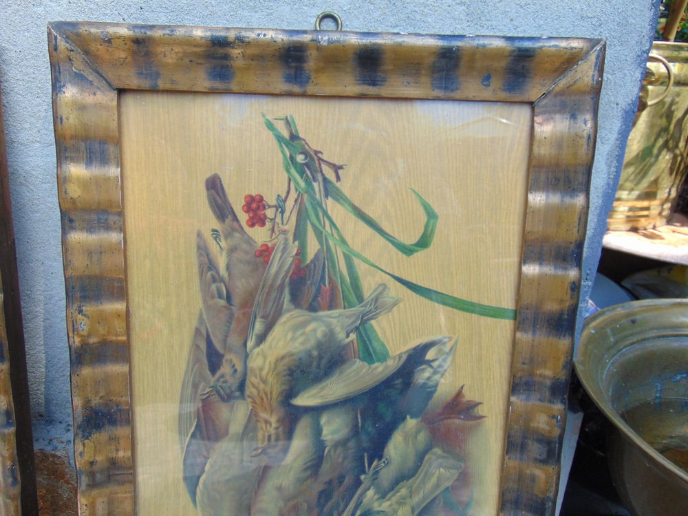 Art Deco Hunting Paintings, Paint, Framed, Set of 2 for sale at Pamono