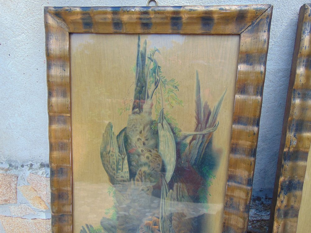 Art Deco Hunting Paintings, Paint, Framed, Set of 2 for sale at Pamono