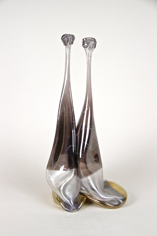Vintage German Modern Double Glass Vase, 1980 for sale at Pamono