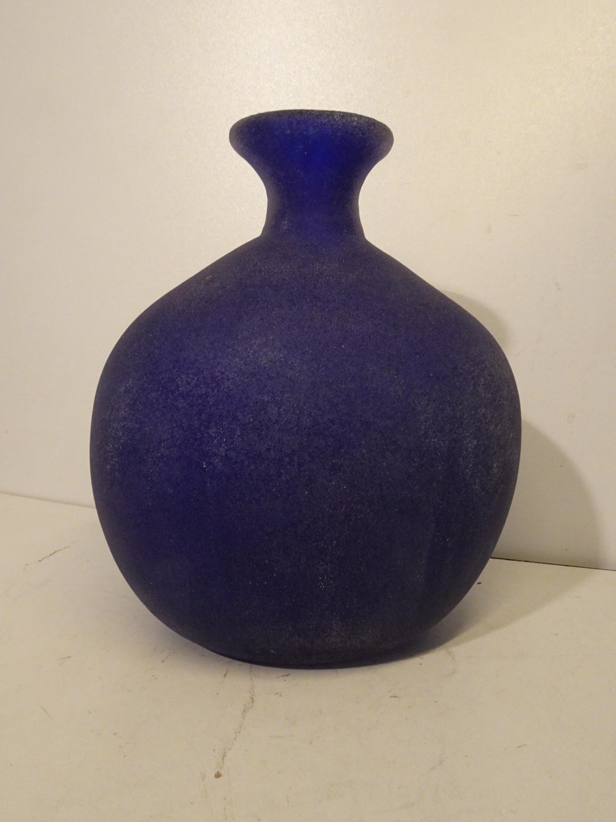Vase Ovale Vésuve En Verre De Murano - Bleu Aqua - Verre Soufflé Italien - Neuf