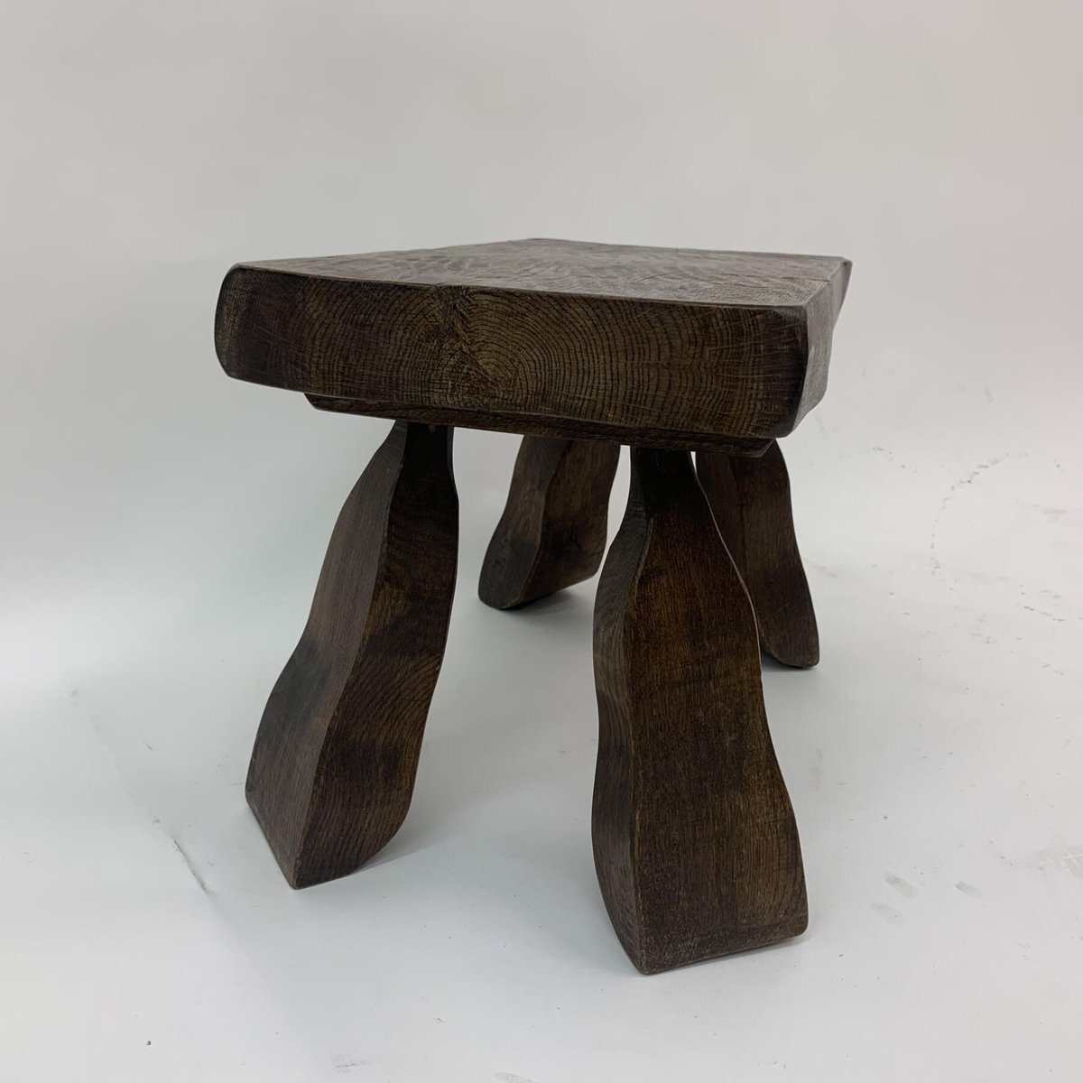 Brutalist Solid Wood Side Tables, 1970s, Set of 2 for sale at Pamono