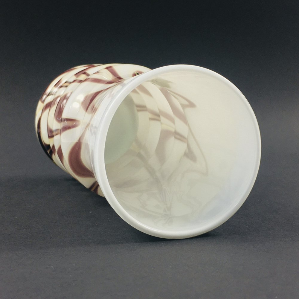 Labelled Opal Glass Vase from Opaline Florence, Italy, 1970s for sale
