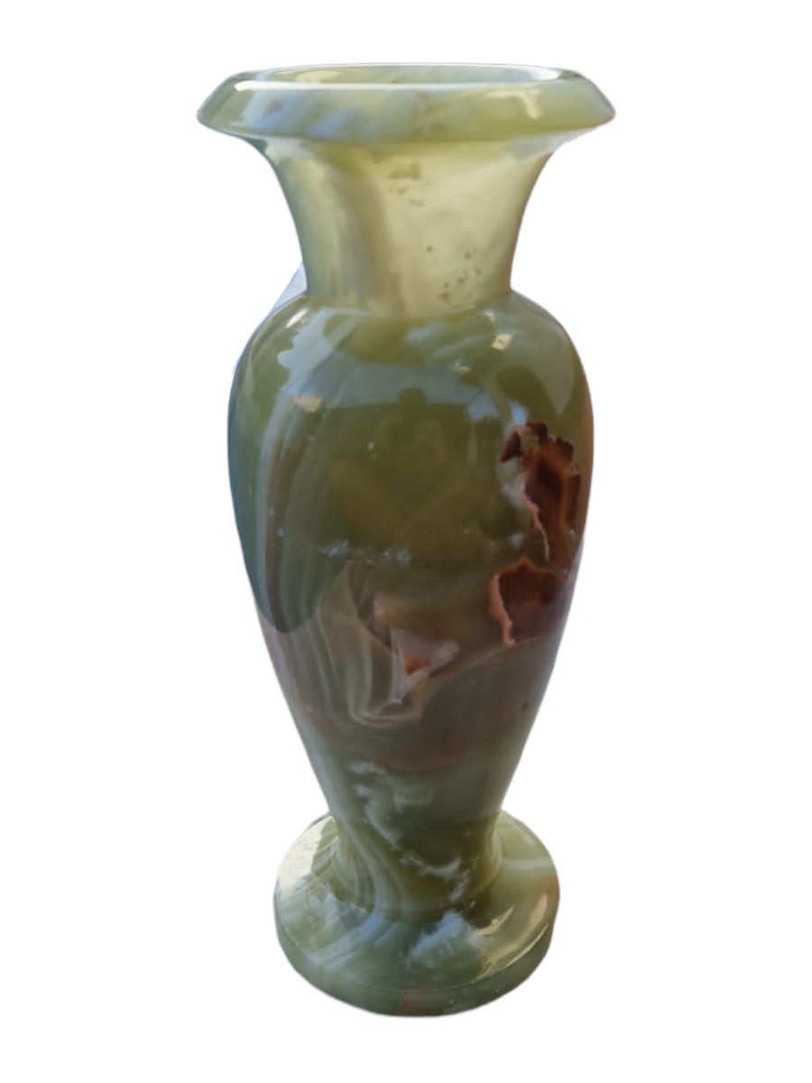 MidCentury orientalische grüne Onyx Marmor Vase Skulptur bei Pamono kaufen