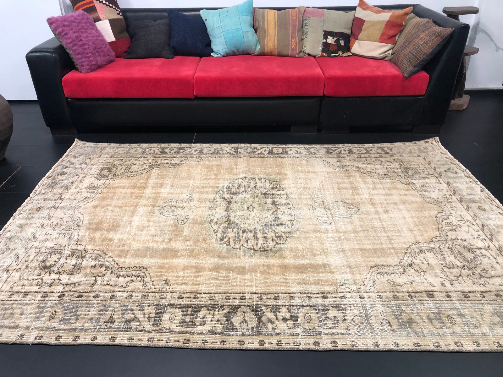 Antique Faded Wool Rug for sale at Pamono