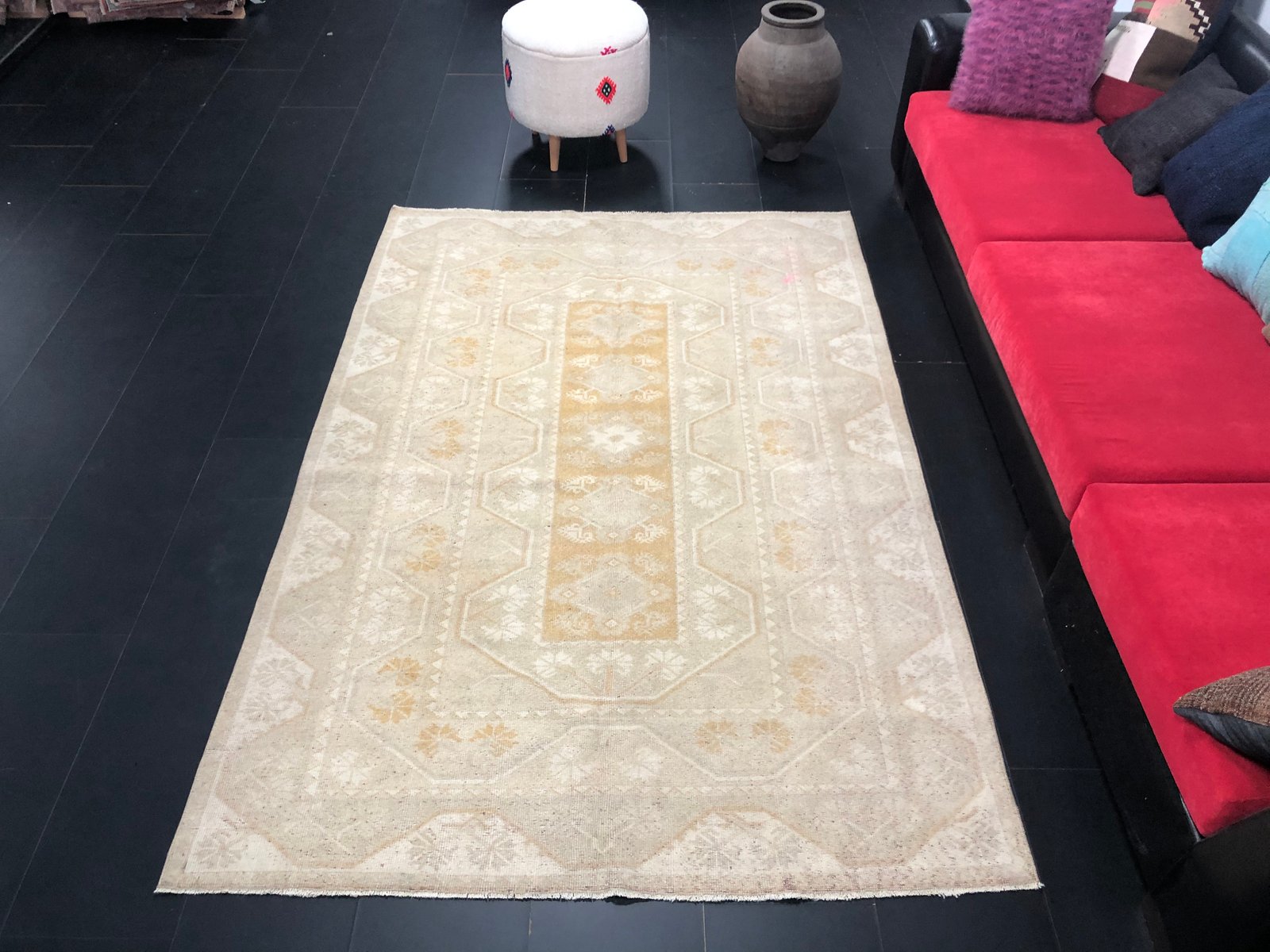 Large Vintage Anatolian Faded Peach Rug for sale at Pamono