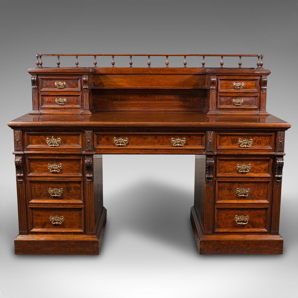 Antique English Satinwood Executive Desk with 13 Drawer for sale at Pamono