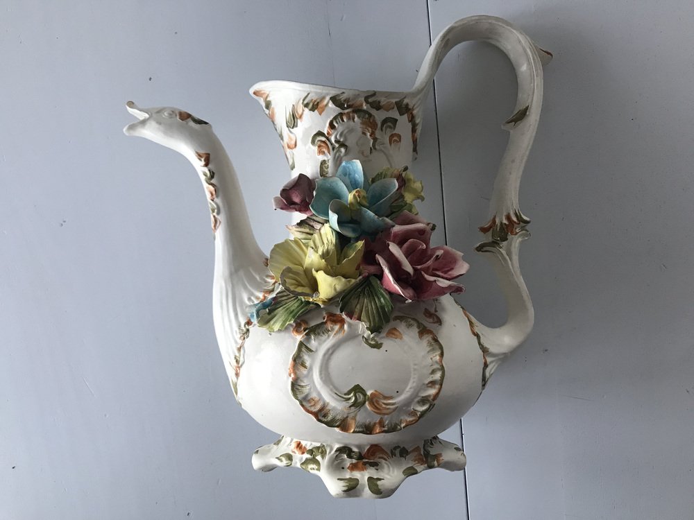 Pichet Fraise En Céramique Signé Bassano (Italie) - Vintage