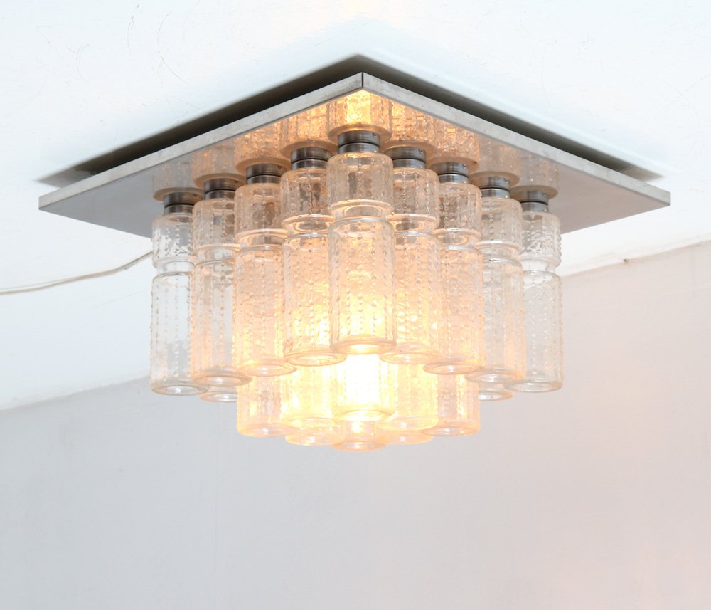 MidCentury Modern Chrome Flush Mount Ceiling Light by Boris Tabacoff