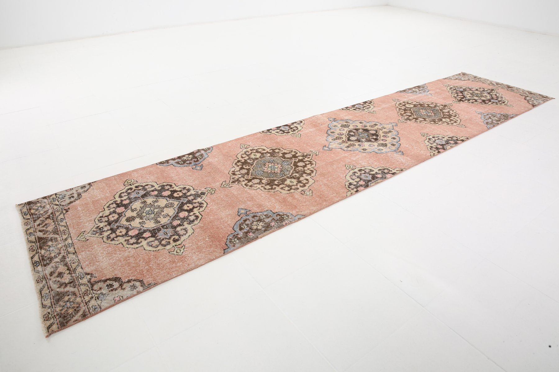 Long Vintage Rustic Runner Rug for sale at Pamono