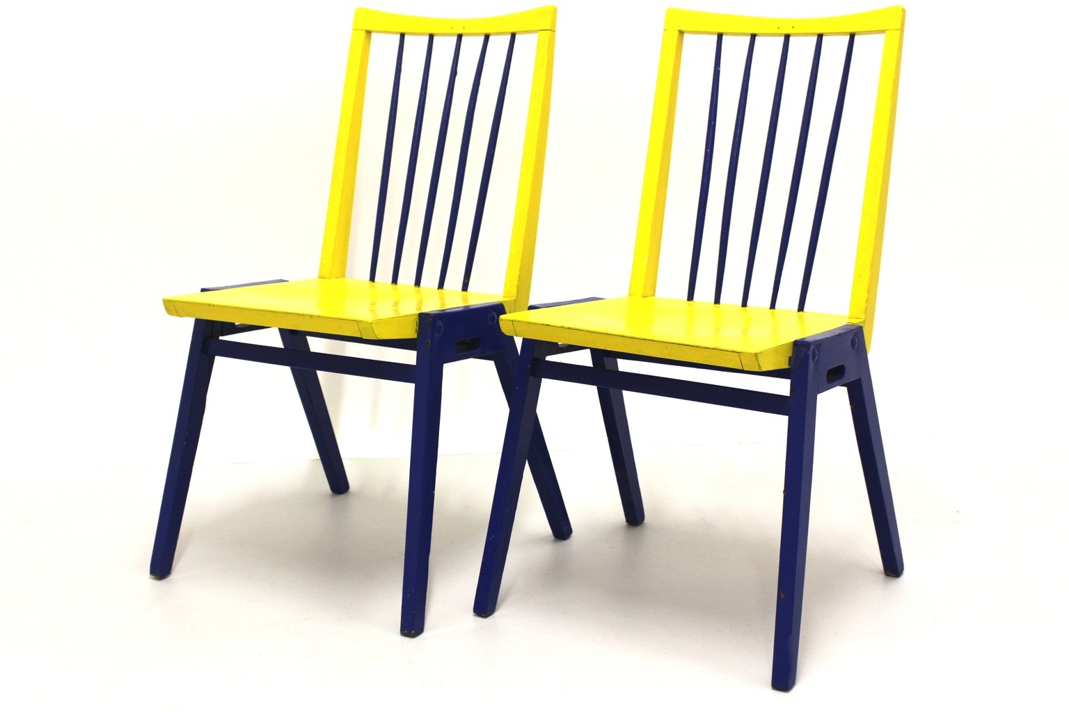 Vintage Blue & Yellow Chairs by Roland Rainer, Set of 2 for sale at Pamono