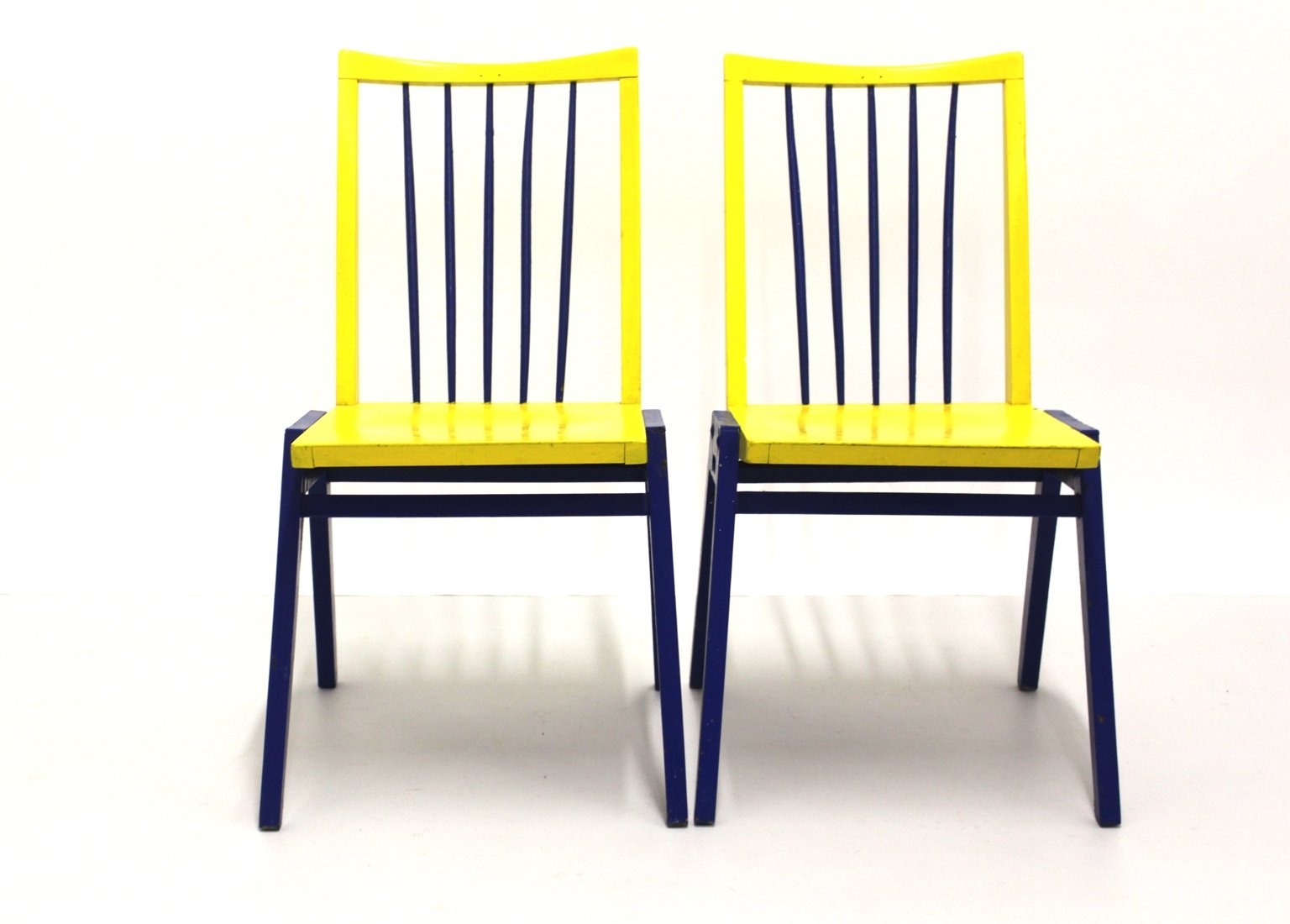 Vintage Blue & Yellow Chairs by Roland Rainer, Set of 2 for sale at Pamono