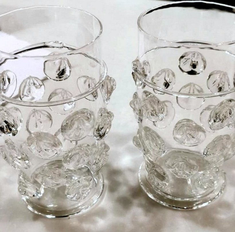 Vintage Italian Murano Glass Cocktail Glasses by Maestro Bon Aldo, Set