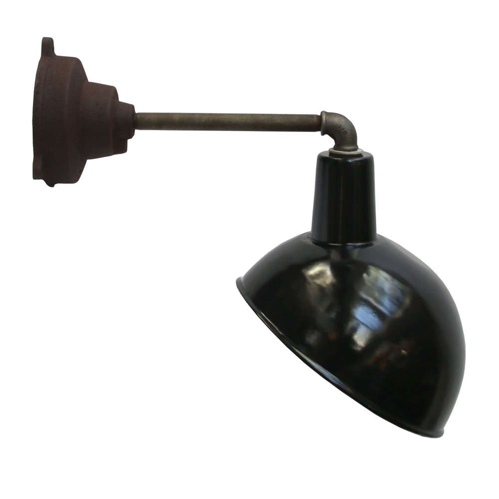 Applique vintage industriali in ghisa nera in vendita su Pamono