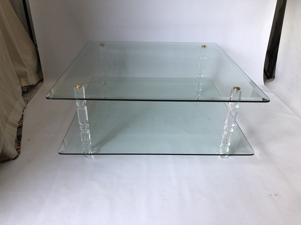 MidCentury Modern Acrylic and Glass TwoTier Coffee Table, 1970s for