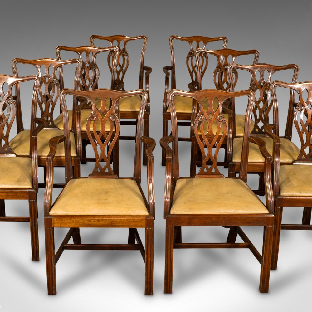 Antique Carver Dining Chairs, Set of 10 for sale at Pamono