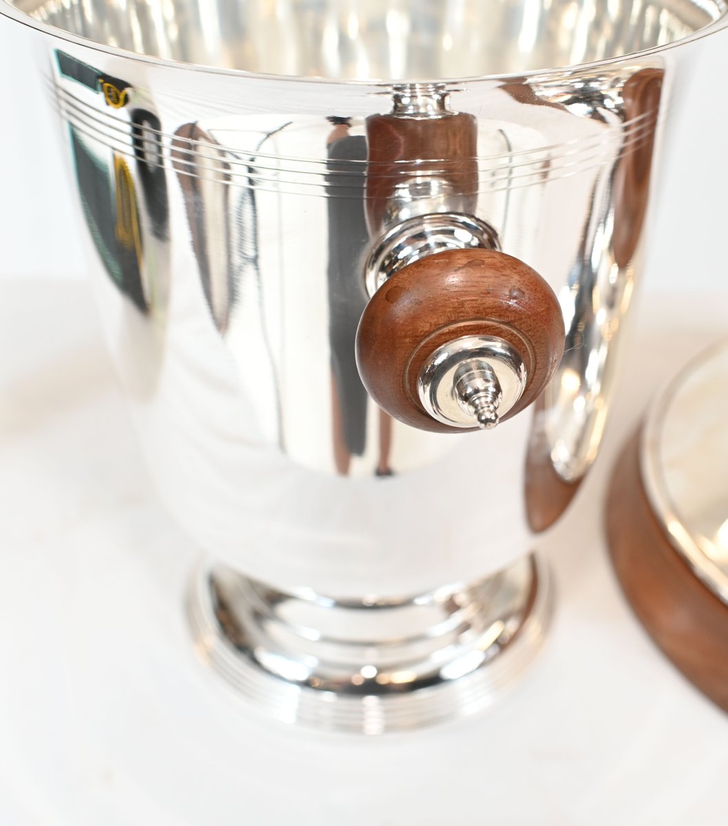 Champagne Buckets with Stands in Silver Plating, Set of 4 for sale at