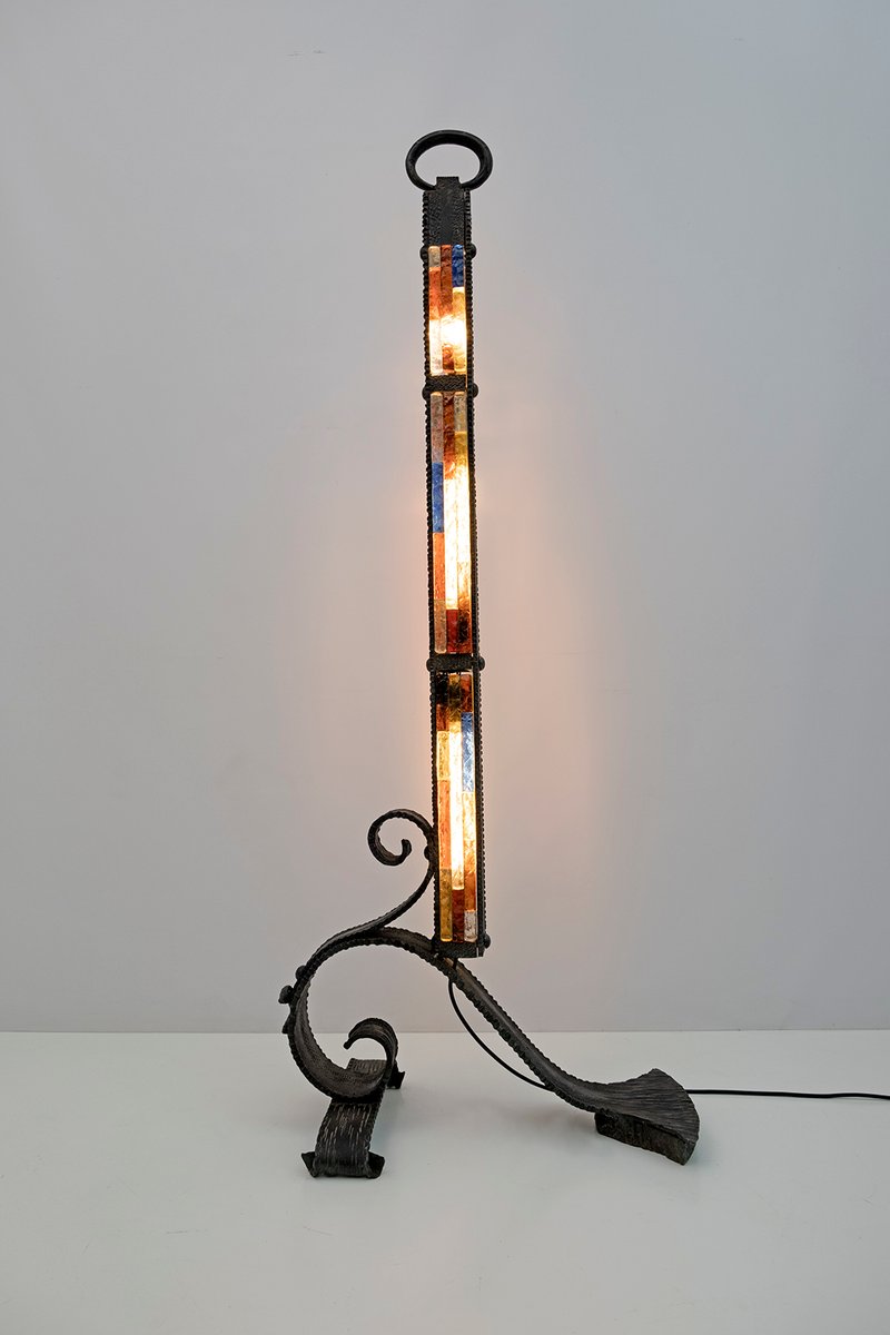 Lampadaire Vintage En Fer Forgé – Style Brutaliste – Années 1950 – Noir – Douille à Baïonnette