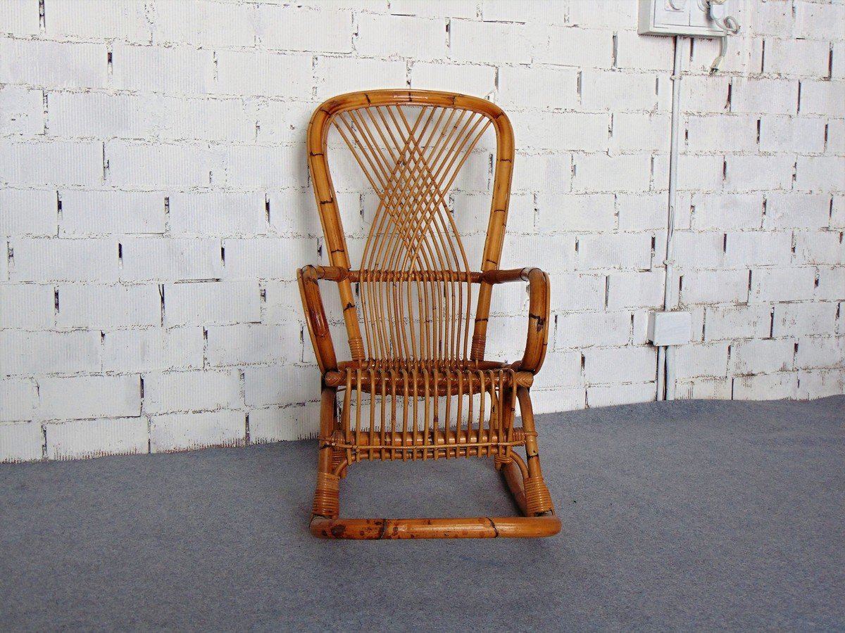 Vintage Schaukelstuhl aus Bambus bei Pamono kaufen