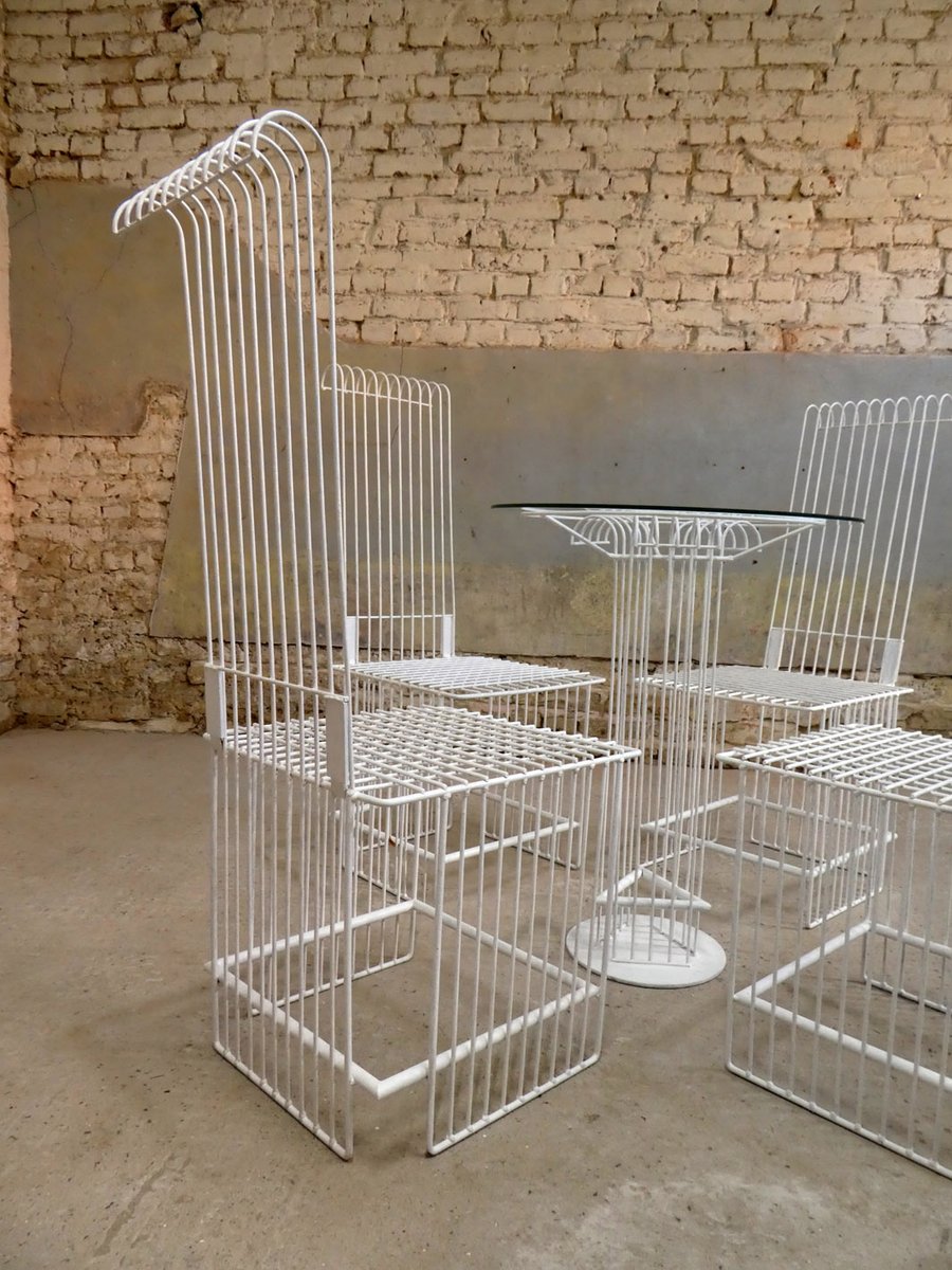 Weiße Gartenmöbel aus Stahl, 1980, 5er Set bei Pamono kaufen