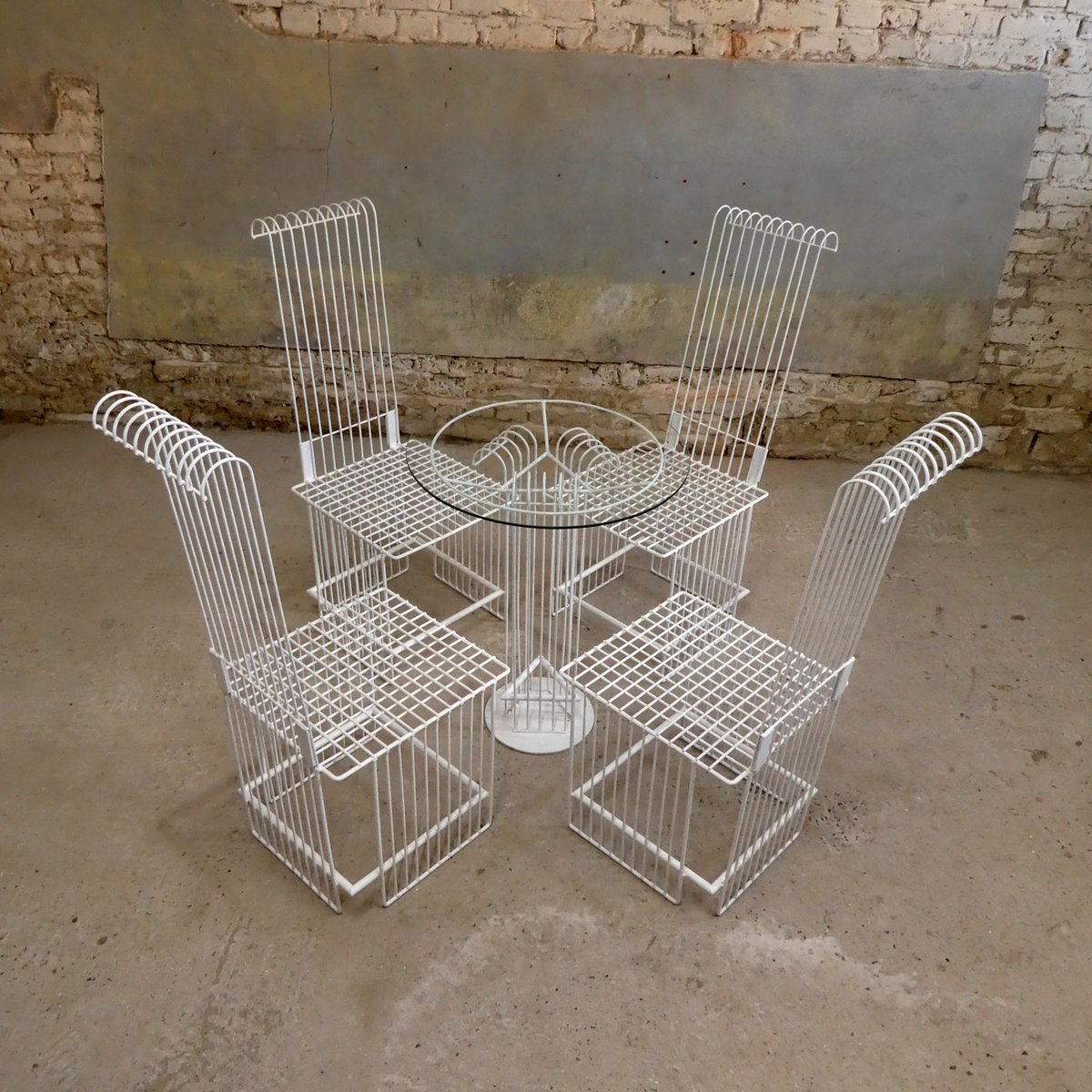 Weiße Gartenmöbel aus Stahl, 1980, 5er Set bei Pamono kaufen