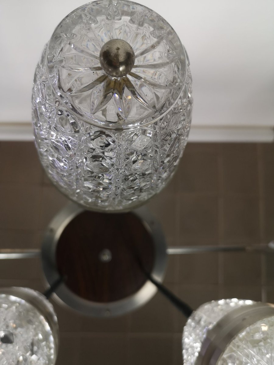 MidCentury Modern Ceiling Lamp with Crystal Light Shades for sale at Pamono