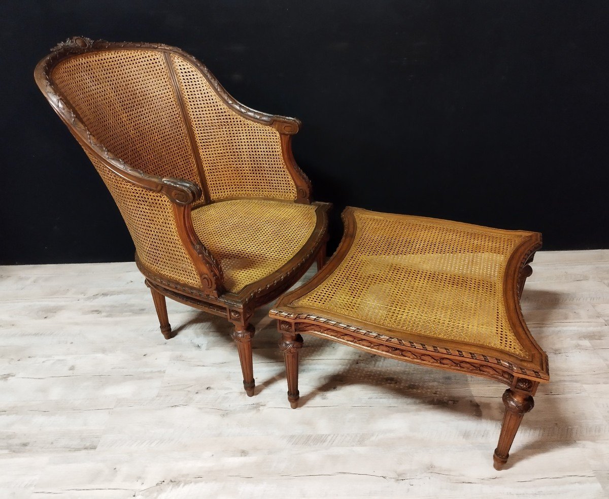 Louis XVI Lounge Chair with Footstool for sale at Pamono