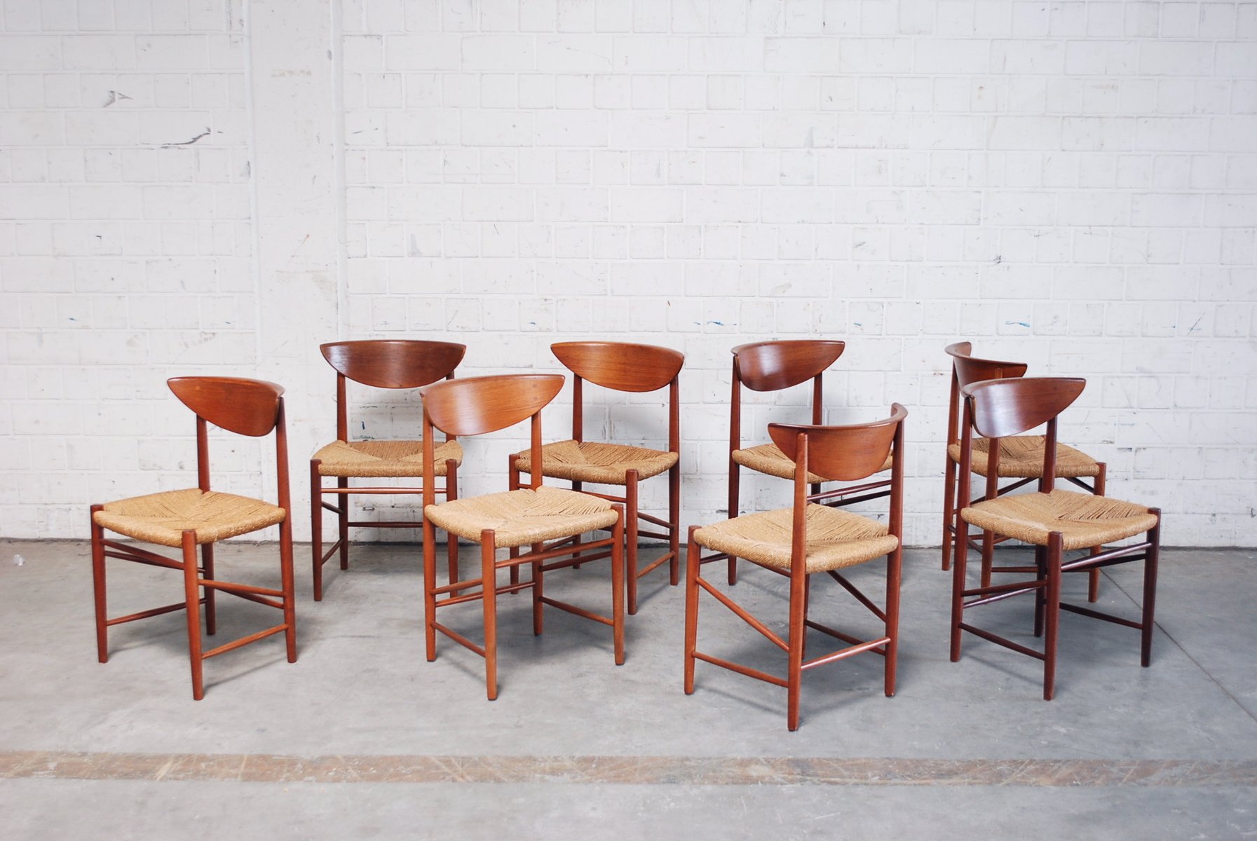 mid century model 316 chairs by peter hvidt orla molgaard nielsen for soborg mobelfabrik set of 8 UF-135388
