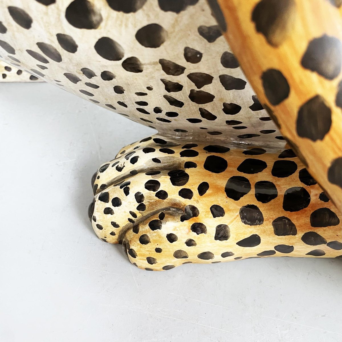 Vintage cache pot tête de guépard en céramique Italienne. | Antiquités