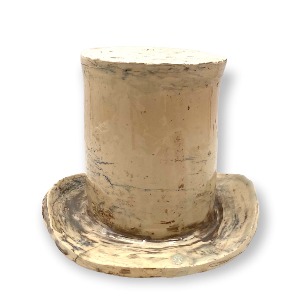 Large White Ceramic Top Hat Sculpture, France, 1950s for sale at Pamono