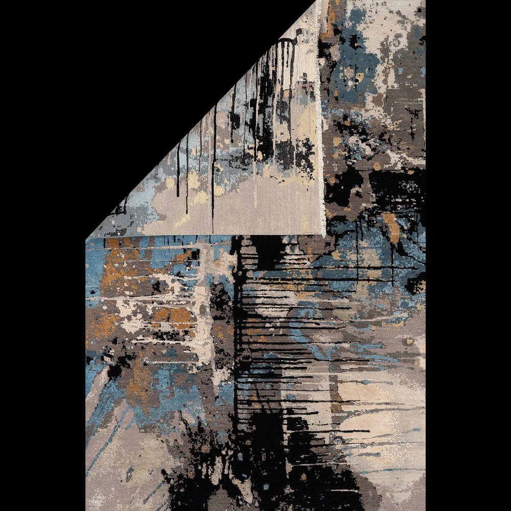 Dripping Rug Hand-Knotted Blue Dripping Rug from DSV Carpets for sale at Pamono