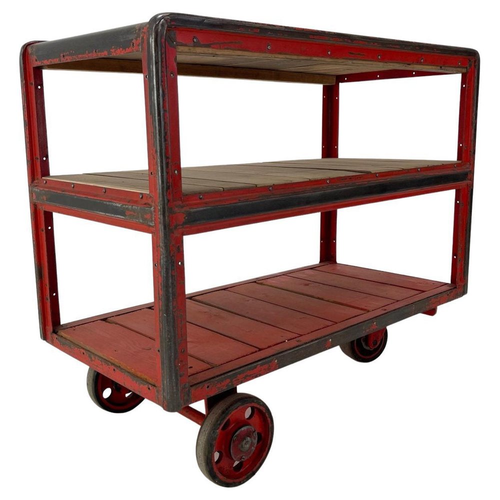 Vintage Industrial Steel & Wood Cart for sale at Pamono