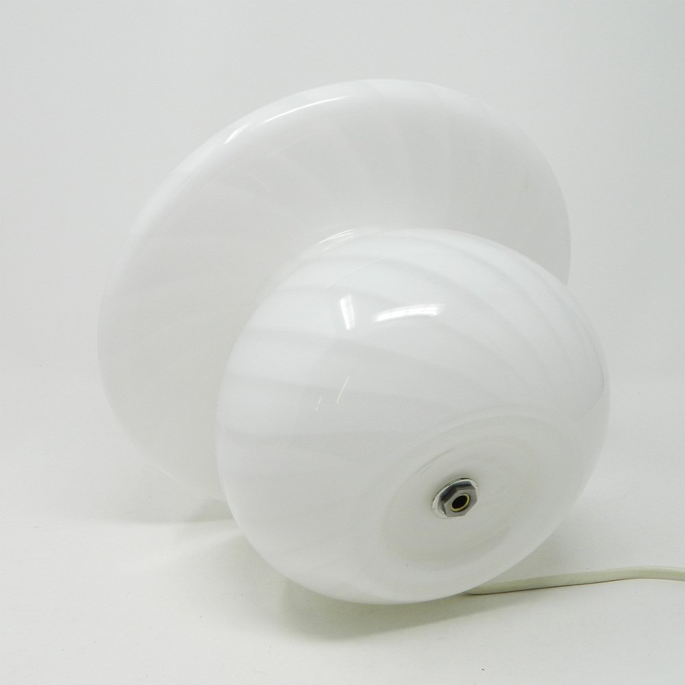 White Mushroom Table Lamp in Murano Glass by Paolo Venini from Venini