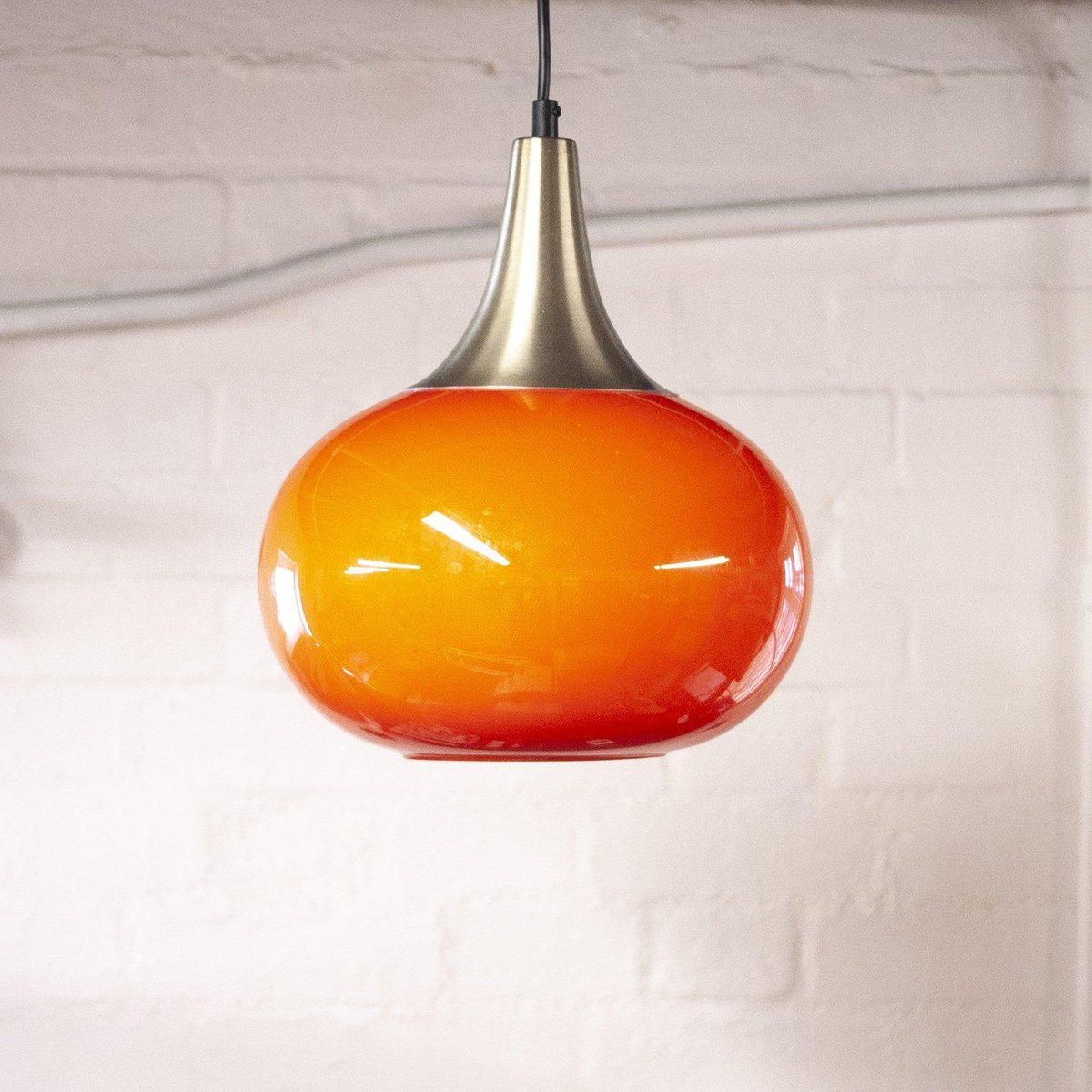 Vintage Orange Glass Pendant Lamp by Holmegaard, 1970s for sale at Pamono