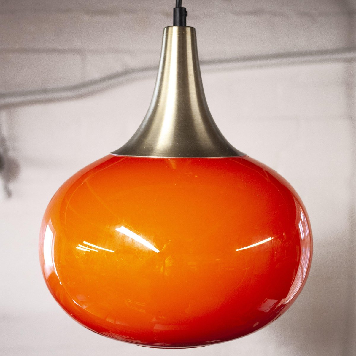 Vintage Orange Glass Pendant Lamp by Holmegaard, 1970s for sale at Pamono