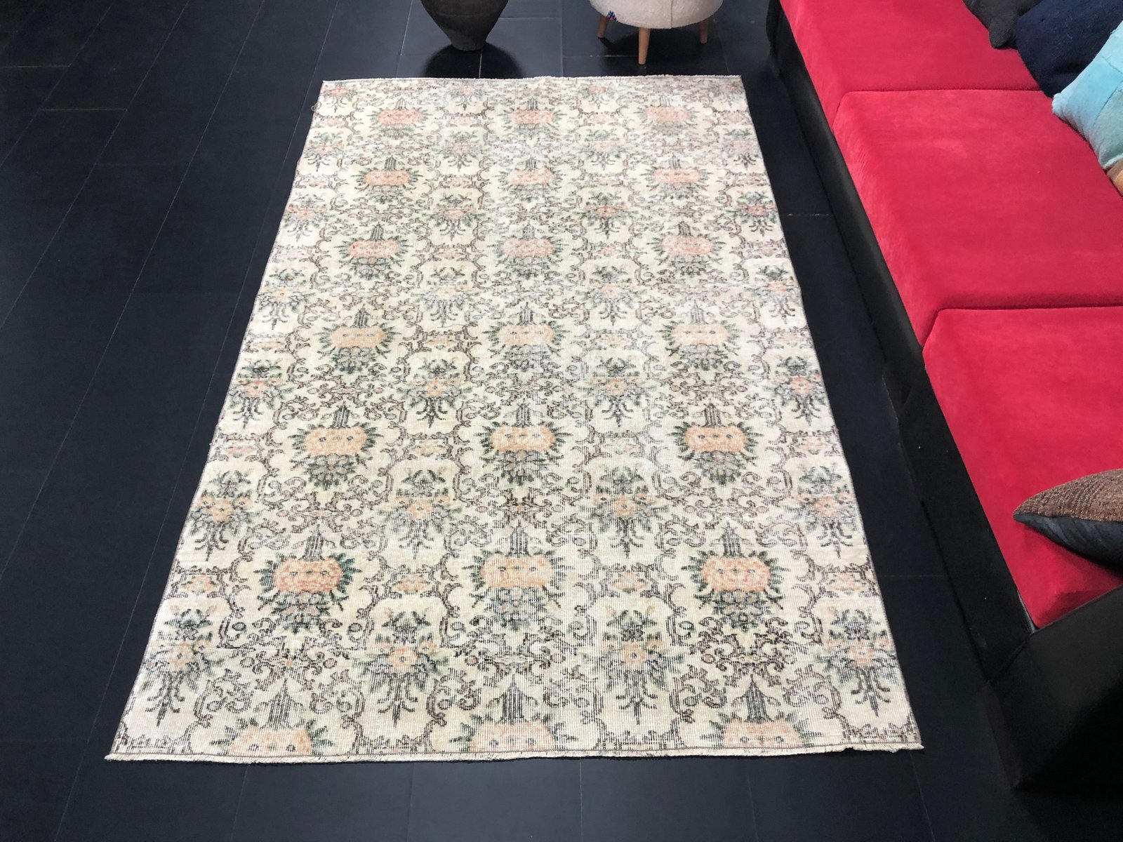 Antique Turkish Handmade Woven Beige Rug for sale at Pamono