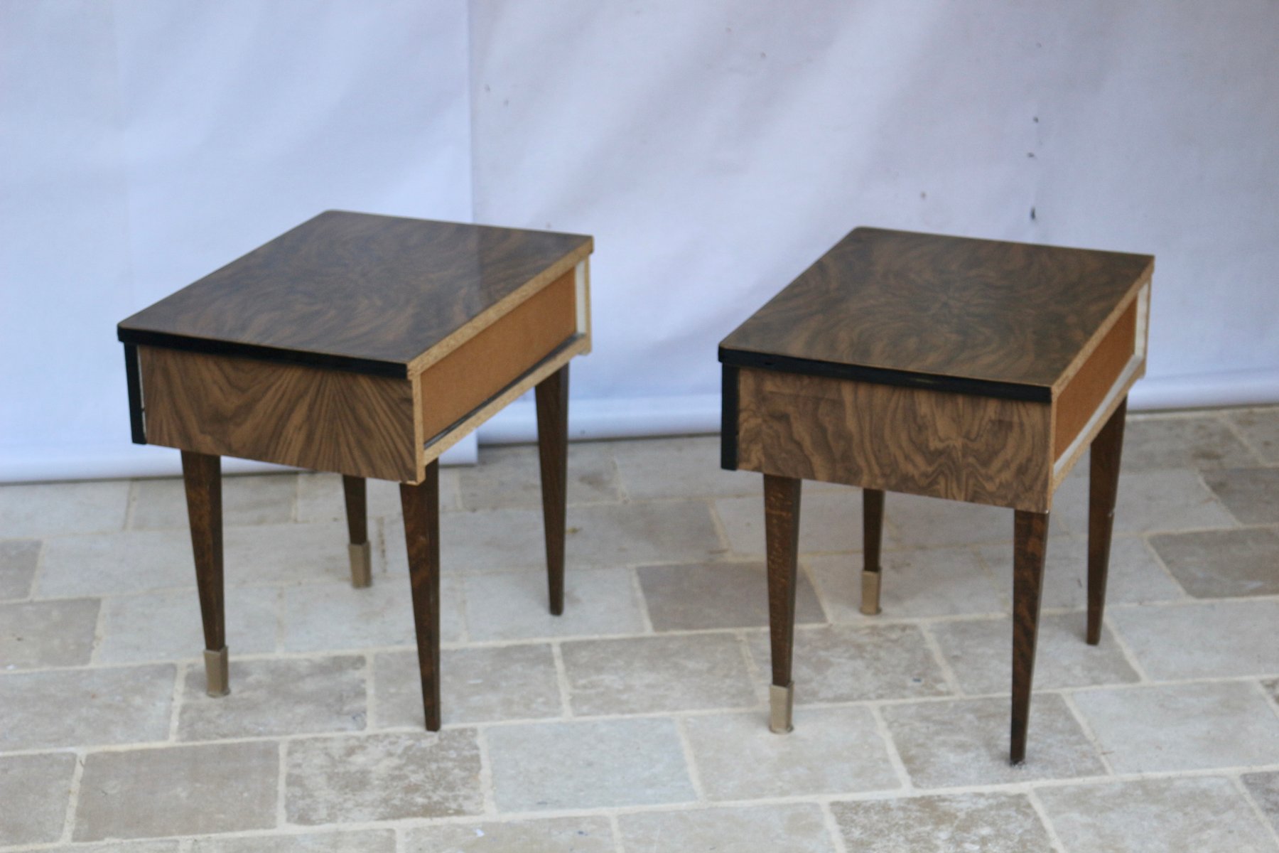 Bedside Tables in Varnished Wood, 1960s, Set of 2 for sale at Pamono