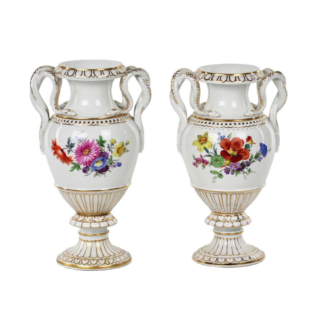 Meissen Porcelain Vases, Set of 2 for sale at Pamono