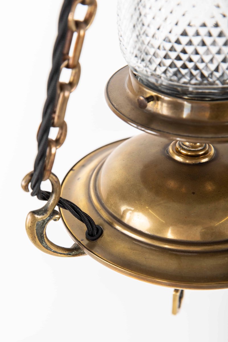 Brass and Cut Glass Sanctuary Lamp for sale at Pamono