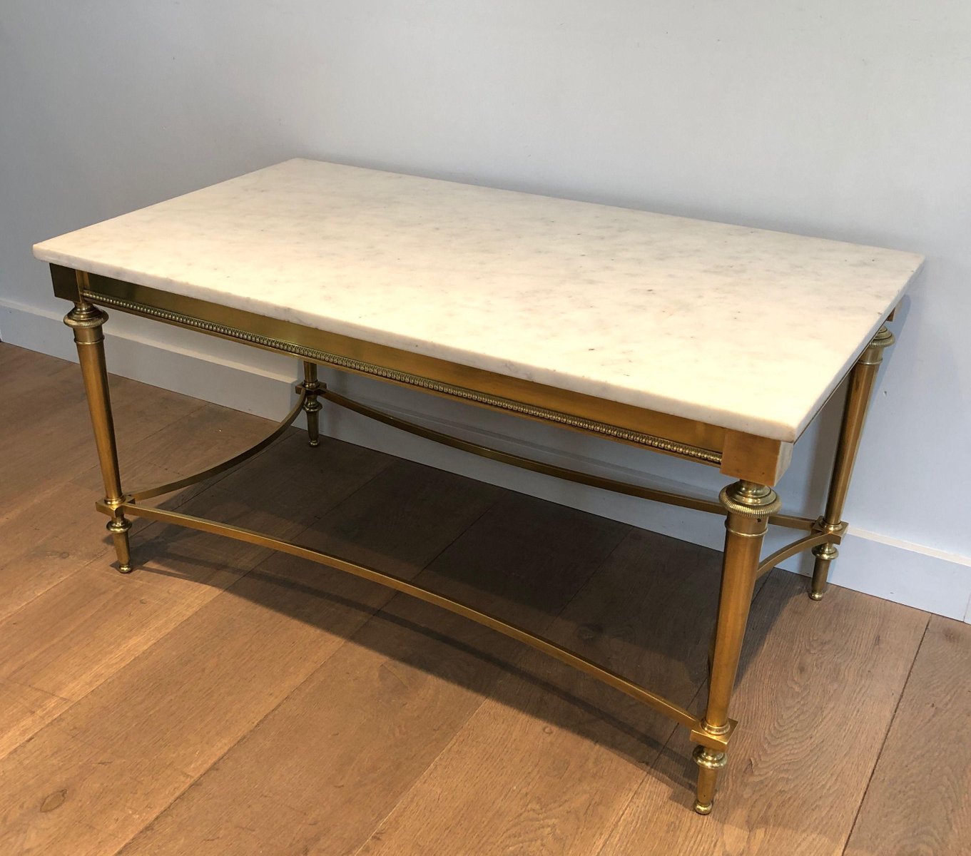 White Marble Brass Coffee Table for sale at Pamono