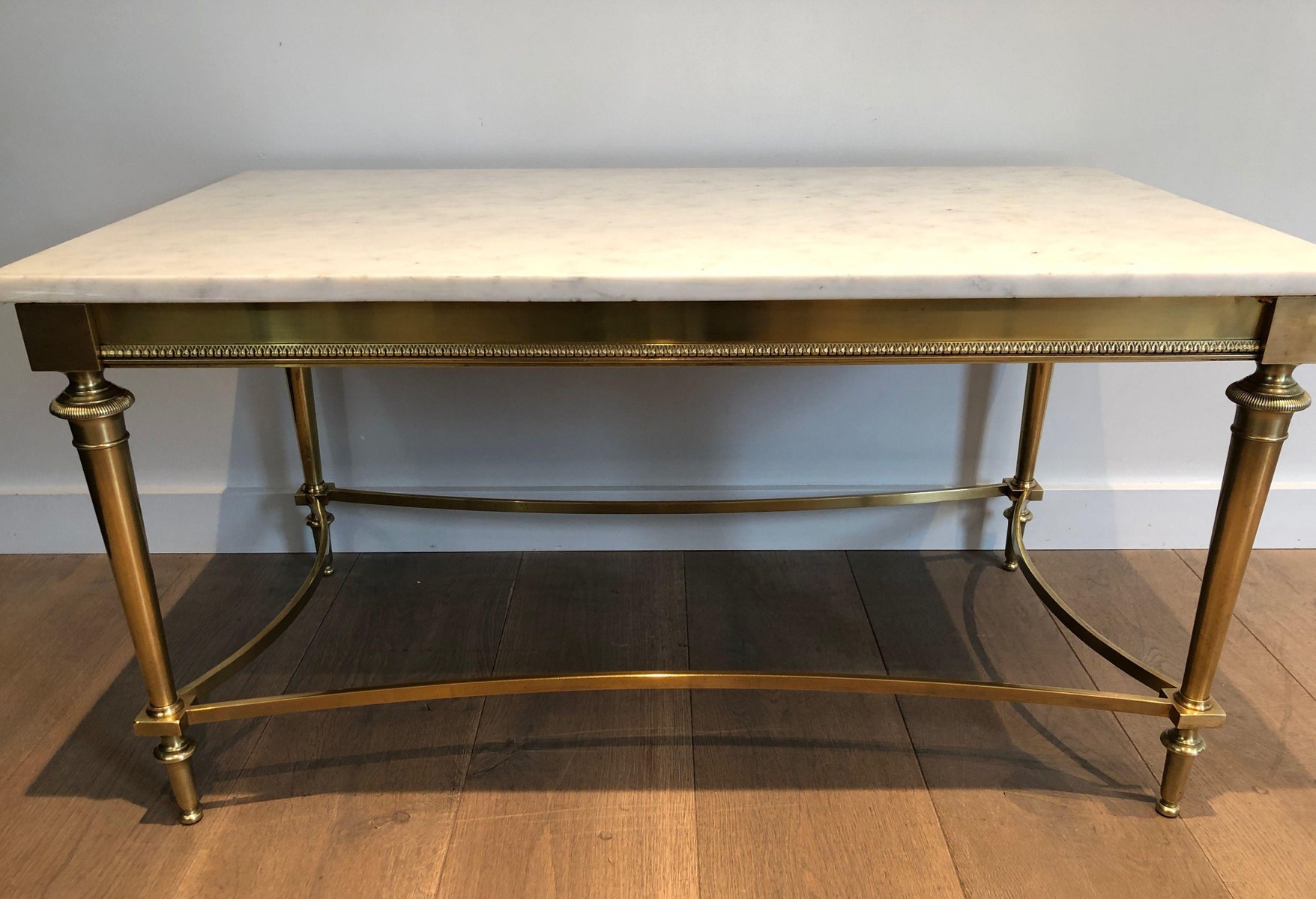 White Marble Brass Coffee Table for sale at Pamono