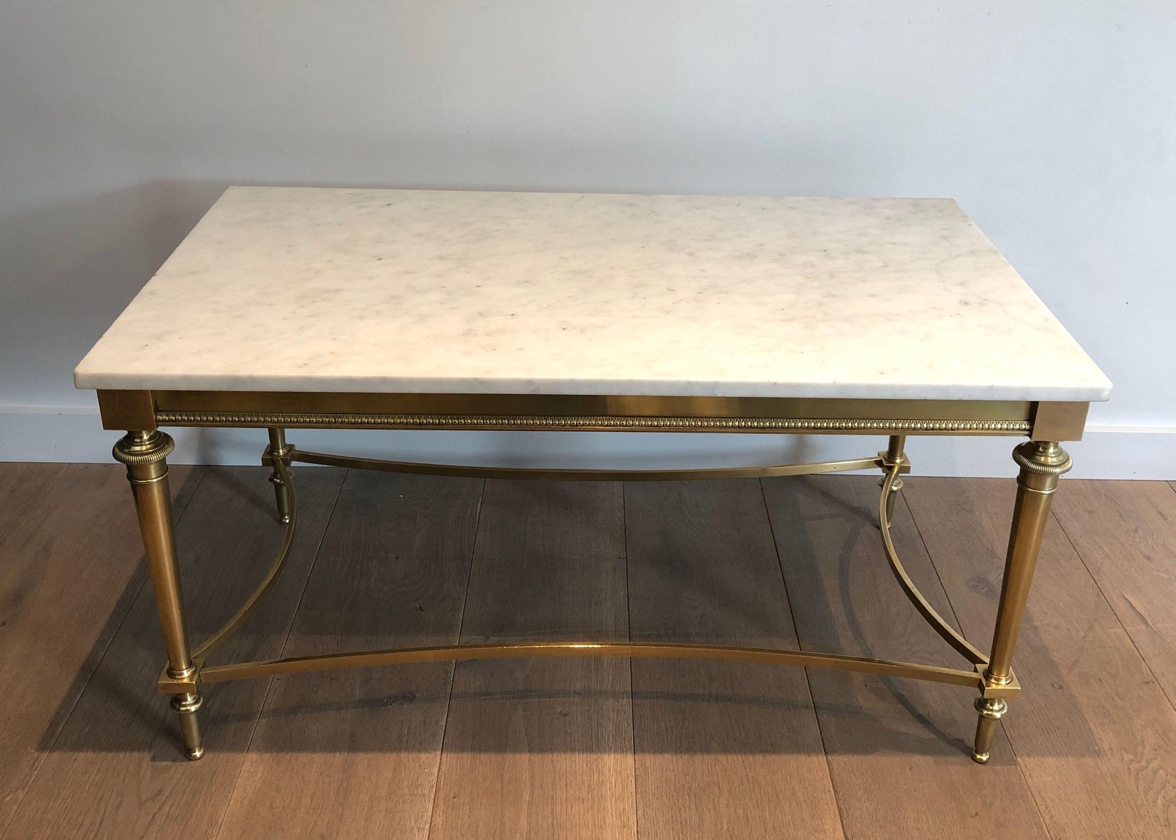 White Marble Brass Coffee Table for sale at Pamono