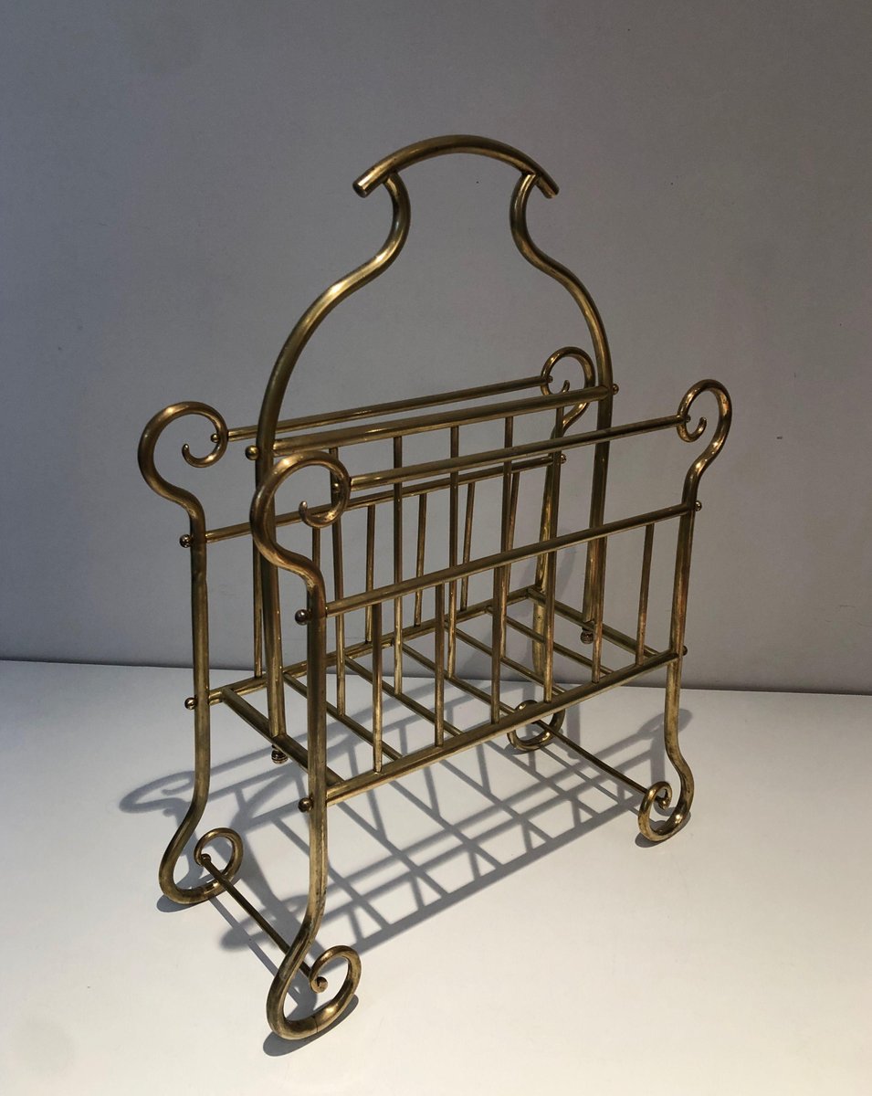 Vintage Brass Magazine Holder for sale at Pamono