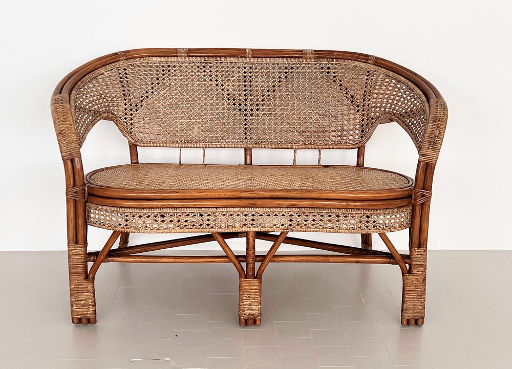 vintage italian rattan bamboo sofa 1970s VNE-1367221